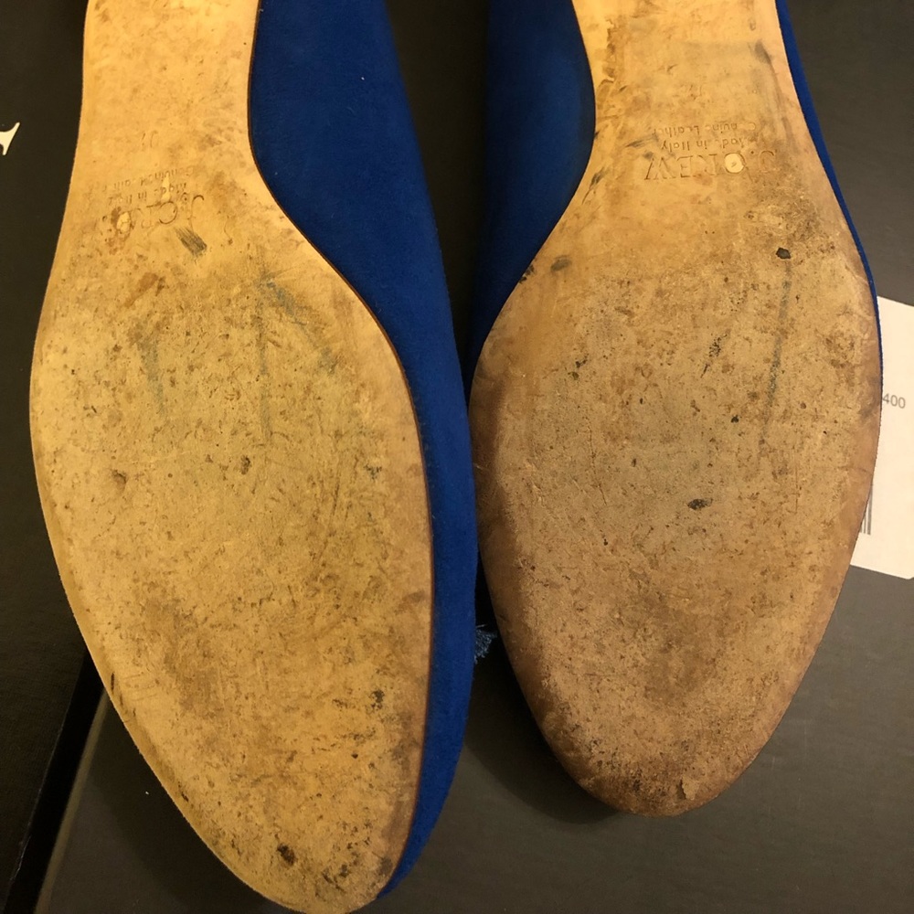 J. Crew Blue Suede Ballet Flats with Gold Accent - Picture 7 of 8